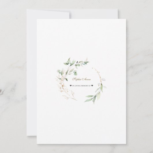 Invitation Célébration du monument funéraire Airy Greenery (Dos)