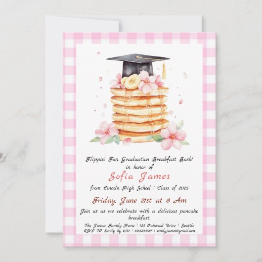 Invitation Célébration du petit déjeuner de graduation de crê (Devant)