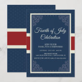Invitation Célébration du quatre juillet en bleu (Devant / Derrière)
