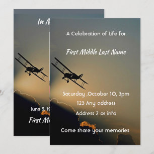 Invitation Célébration du service de la vie pilote avion en v