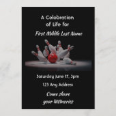 Invitation Célébration du service de la vie Quilleur de bowli (Dos)