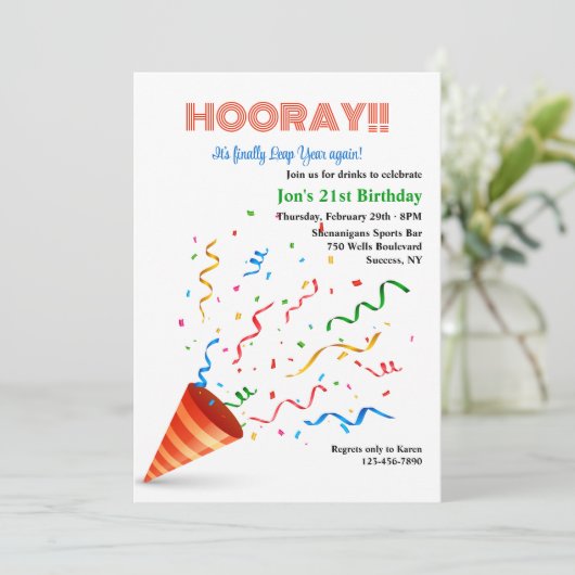 Invitation Célébration d'une année bissextile (Debout devant)