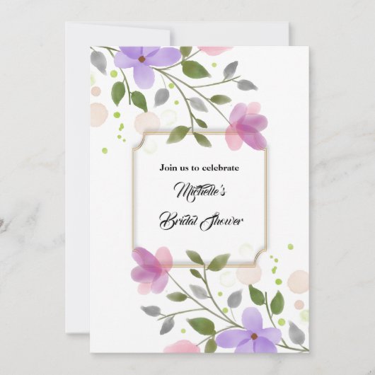 Invitation Célébration d'une douche d'aquarelle fleurie d'été (Devant)