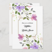 Invitation Célébration d'une douche d'aquarelle fleurie d'été (Devant / Derrière)