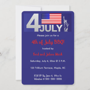 Invitation Célébration éditable patriotique du 4 juillet