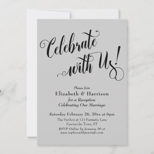 Invitation Célébration Élégante avec Nous ! Gris Clair Simple (Devant)