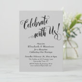 Invitation Célébration Élégante avec Nous ! Gris Clair Simple (Debout devant)