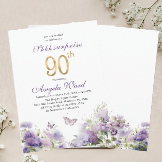 Invitation Célébration élégante d'anniversaire aquarelle fleu