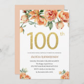 Invitation Célébration élégante d'anniversaire aquarelle flor (Devant / Derrière)