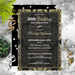 Invitation Célébration élégante d'anniversaire de 50 ans