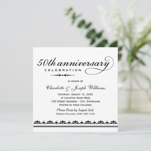 Invitation Célébration élégante d'anniversaire de mariage noi (Debout devant)