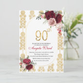 Invitation Célébration élégante d'anniversaire  floral glitte (Debout devant)