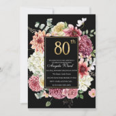 Invitation Célébration élégante d'anniversaire  floral paille (Devant)