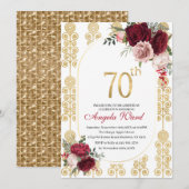 Invitation Célébration élégante d'anniversaire  paillettes fl (Devant / Derrière)