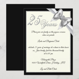 Invitation Célébration élégante d'argent du 25e anniversaire