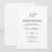 Invitation Célébration élégante de 50 ans de mariage (Devant / Derrière)