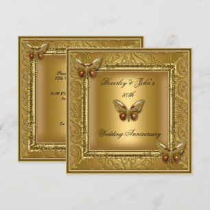 Invitation Célébration élégante de 50 ans de mariage en damas