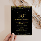 Invitation Célébration élégante de 50 ans de mariage en noir 