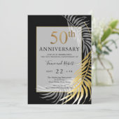 Invitation Célébration élégante de 50 ans de mariage noir or  (Debout devant)