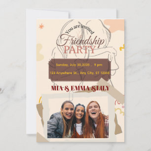 Invitation Célébration élégante de fête d'amitié avec photo