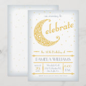Invitation Célébration élégante de la lune dorée (Devant / Derrière)