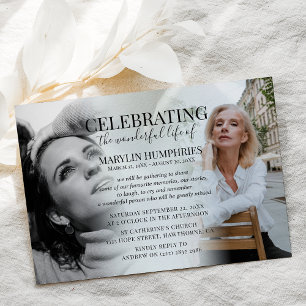 Invitation Célébration Élégante de la Vie Avant & Après Photo