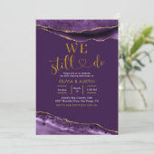 Invitation Célébration élégante de mariage violet et or Agate (Debout devant)