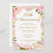 Invitation Célébration élégante de rose rose pour les 50 ans  (Devant / Derrière)