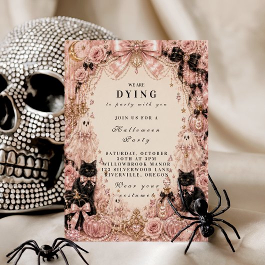 Invitation Célébration élégante d'Halloween rose