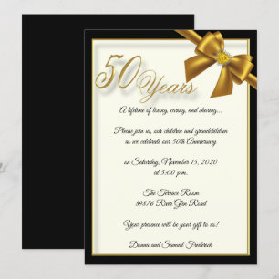 Invitation Célébration élégante d'or du 50e anniversaire