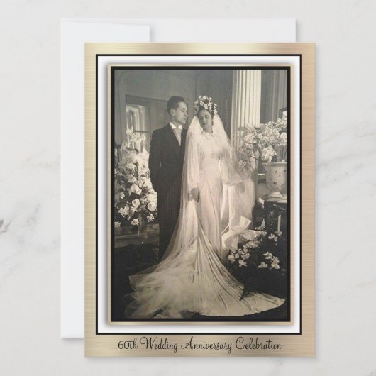 Invitation Célébration élégante du 60e anniversaire de mariag (Devant)