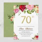 Invitation Célébration élégante du 70e anniversaire Aquarelle (Devant / Derrière)