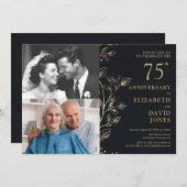 Invitation Célébration élégante du 75e anniversaire de mariag (Devant / Derrière)