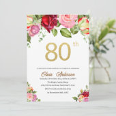 Invitation Célébration élégante du 80e anniversaire Aquarelle (Debout devant)