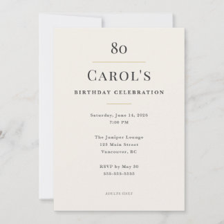 Invitation Célébration élégante et minimaliste des 80 ans