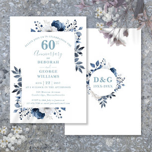 Invitation Célébration élégante florale des 60 ans de mariage