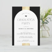 Invitation Célébration en Noir & Or : Graduation photo modern (Debout devant)
