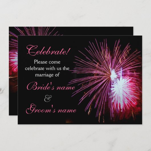 Invitation Célébration épousant le rose 2 (Devant / Derrière)