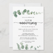 Invitation Célébration Eucalyptus 50e Anniversaire de Mariage (Devant)