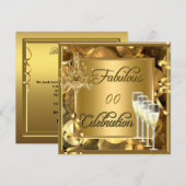 Invitation Célébration fabuleuse de tout âge Champagne doré (Devant / Derrière)