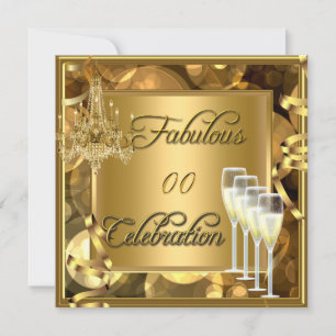 Invitation Célébration fabuleuse de tout âge Champagne doré