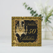 Invitation Célébration fabuleuse du 50e anniversaire noir or (Debout devant)