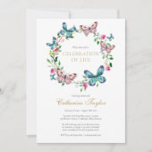 Invitation Célébration florale de papillon de vie funéraire (Devant)