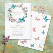 Invitation Célébration florale de papillon de vie funéraire