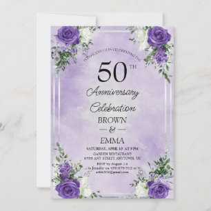 Invitation Célébration florale élégante du 50e anniversaire d