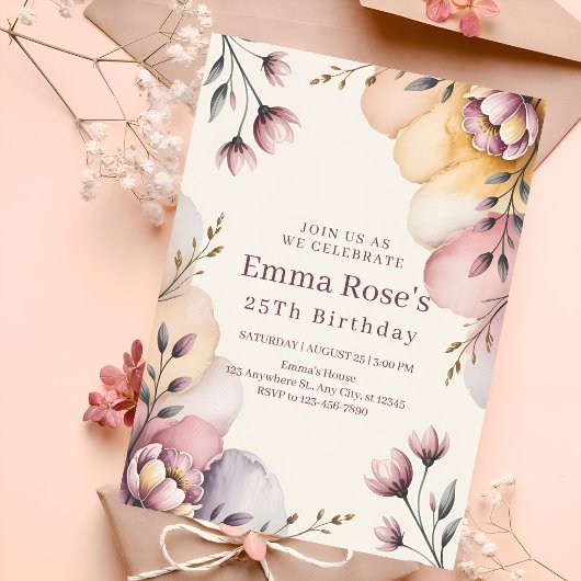 Invitation Célébration florale pastel doux