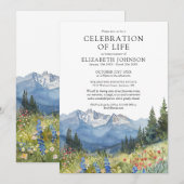 Invitation Célébration Funèbre Fleurie de Montagne (Devant / Derrière)