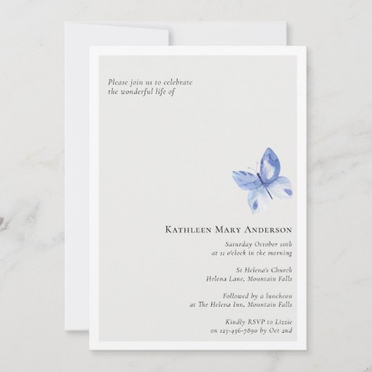 Invitation Célébration funéraire de la vie (Devant)