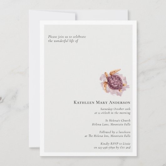 Invitation Célébration funéraire de la vie (Devant)