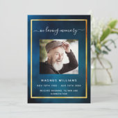 Invitation Célébration funéraire de la vie bleu ciel programm (Debout devant)